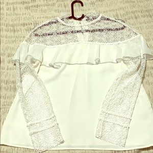beautiful, new white blouse with lace.